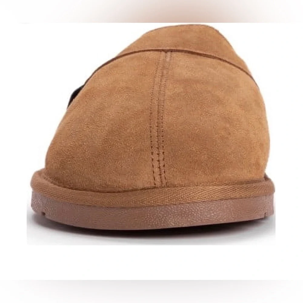 MUK LUKS Mens Genuine Leather Suede Slippers Size 12 Tan New